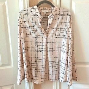 Prologue split neck bell sleeve blouse